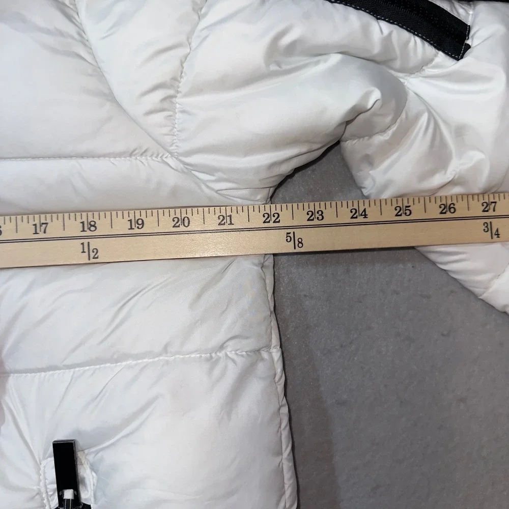 Steve Madden Puffer Jacket Womens Medium White Good Sherpa Hood Zip Up Coat